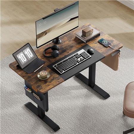 Schreibtisch SOLOMON, 120x60x72-120 cm, elektrisch höhenverstellbar, Farbe Schwarz/ Rustik