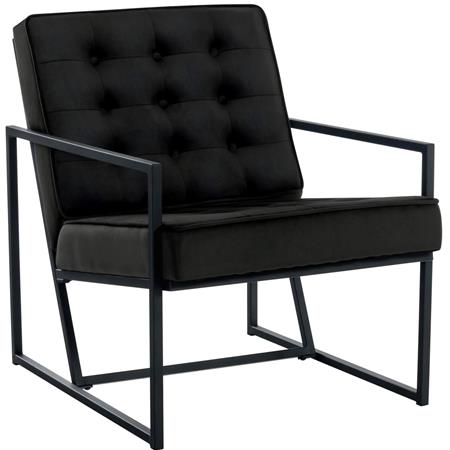 Besuchersessel AKEMI, modernes Lounger-Design, Metallgestell, Samtbezug, Farbe Schwarz